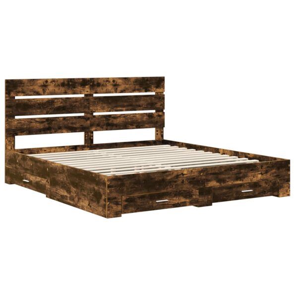 vidaXL Rám postele Dymová dub 200 x 200 cm Kompozitné drevo – Obrázok 4
