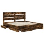vidaXL Rám postele Dymová dub 200 x 200 cm Kompozitné drevo – Obrázok 5