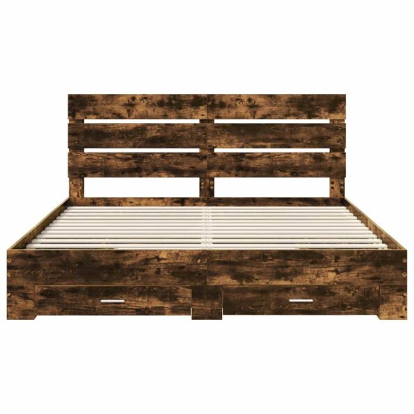 vidaXL Rám postele Dymová dub 200 x 200 cm Kompozitné drevo – Obrázok 8