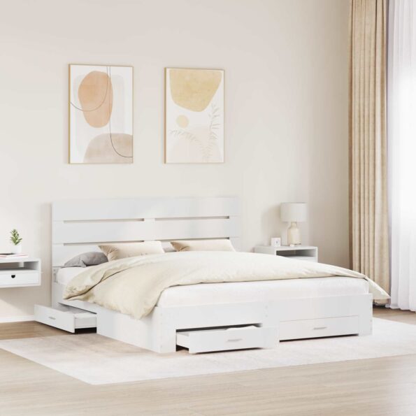 vidaXL Rám postele so zásuvkou Biela 180 x 200 cm Kompozitné drevo – Obrázok 3