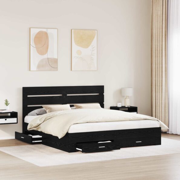 vidaXL Rám postele Čierny dub 180 x 200 cm Kompozitné drevo – Obrázok 3