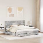vidaXL Rám postele Betónová šedá 180 x 200 cm Kompozitné drevo – Obrázok 3