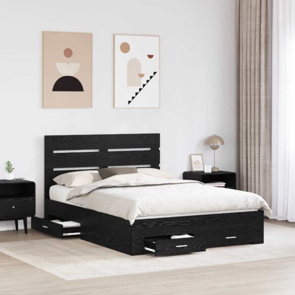 vidaXL Rám postele Čierny dub 160 x 200 cm Kompozitné drevo – Obrázok 3