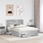 vidaXL Rám postele Betónová šedá 160 x 200 cm Kompozitné drevo – Obrázok 3