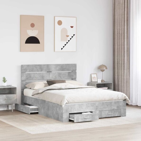 vidaXL Rám postele Betónová šedá 160 x 200 cm Kompozitné drevo – Obrázok 3