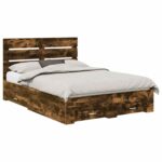 vidaXL Rám postele Dymová dub 140 x 200 cm Kompozitné drevo – Obrázok 2