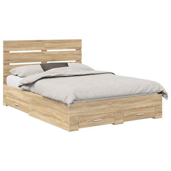 vidaXL Rám postele Sonoma dub 140 x 190 cm Kompozitné drevo – Obrázok 2