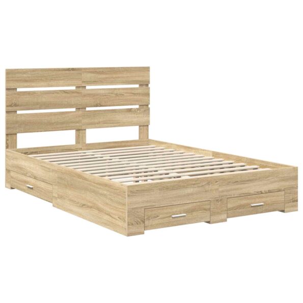 vidaXL Rám postele Sonoma dub 140 x 190 cm Kompozitné drevo – Obrázok 4