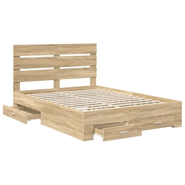 vidaXL Rám postele Sonoma dub 140 x 190 cm Kompozitné drevo – Obrázok 5