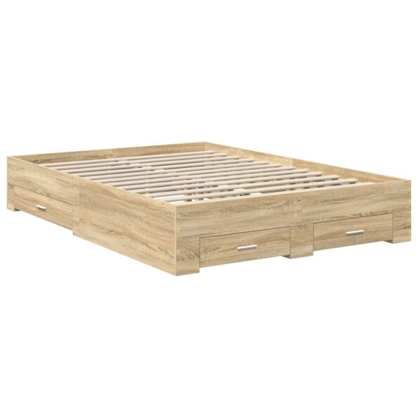 vidaXL Rám postele Sonoma dub 140 x 190 cm Kompozitné drevo – Obrázok 6