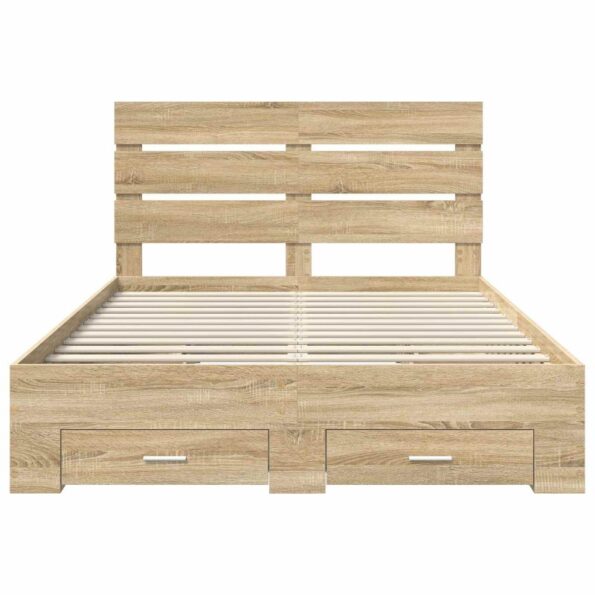 vidaXL Rám postele Sonoma dub 140 x 190 cm Kompozitné drevo – Obrázok 8