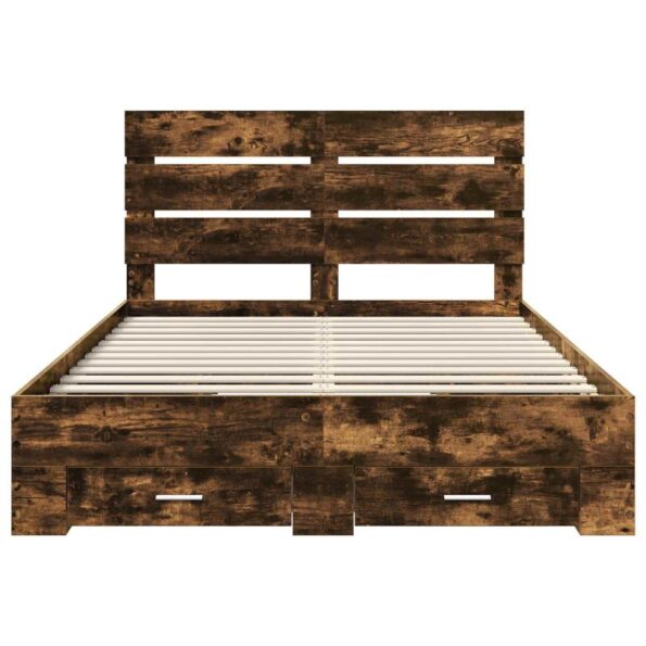 vidaXL Rám postele Dymová dub 140 x 190 cm Kompozitné drevo – Obrázok 8