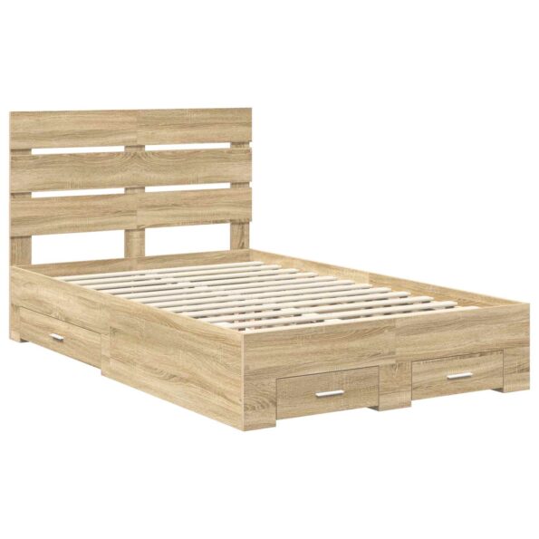 vidaXL Rám postele Sonoma dub 135 x 190 cm Kompozitné drevo – Obrázok 4