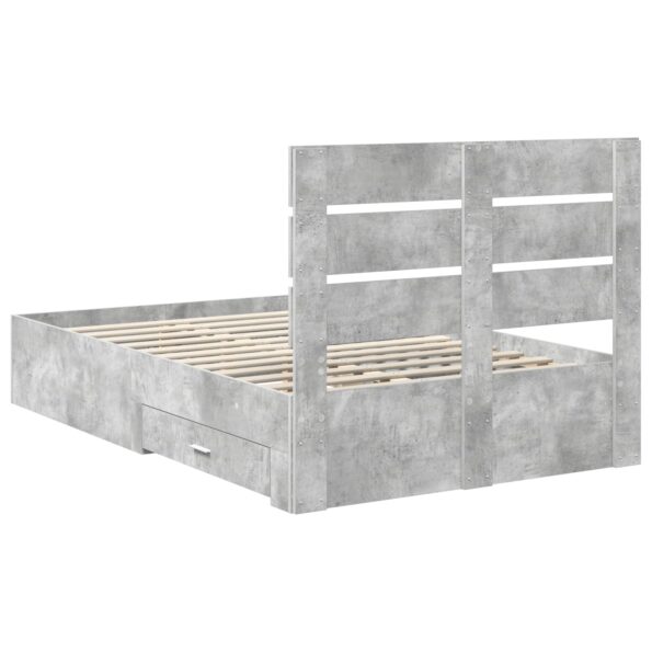 vidaXL Rám postele Betónová šedá 135 x 190 cm Kompozitné drevo – Obrázok 10