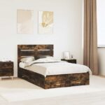 vidaXL Rám postele Dymová dub 135 x 190 cm Kompozitné drevo