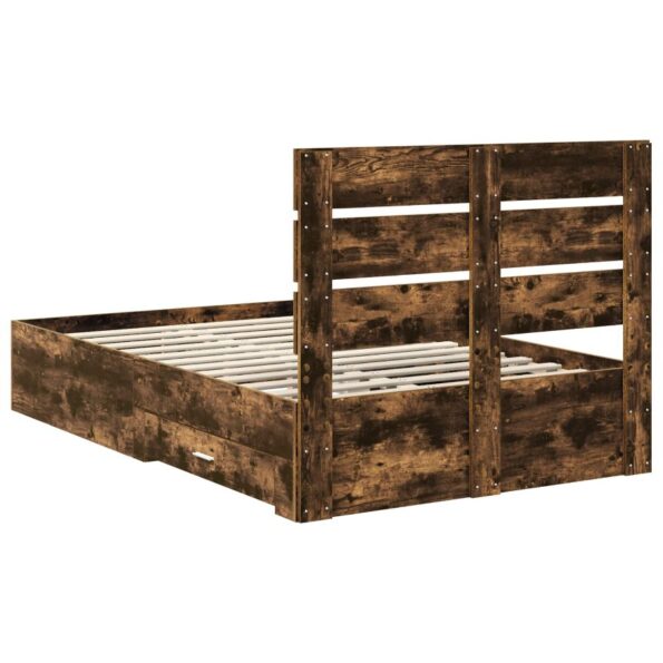 vidaXL Rám postele Dymová dub 135 x 190 cm Kompozitné drevo – Obrázok 10