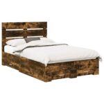 vidaXL Rám postele Dymová dub 135 x 190 cm Kompozitné drevo – Obrázok 2
