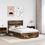 vidaXL Rám postele Dymová dub 135 x 190 cm Kompozitné drevo – Obrázok 3