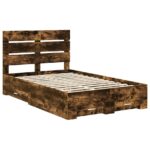 vidaXL Rám postele Dymová dub 135 x 190 cm Kompozitné drevo – Obrázok 4