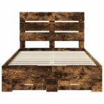 vidaXL Rám postele Dymová dub 135 x 190 cm Kompozitné drevo – Obrázok 8
