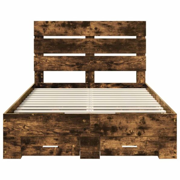 vidaXL Rám postele Dymová dub 135 x 190 cm Kompozitné drevo – Obrázok 8