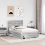 vidaXL Rám postele Sivý Sonoma 120 x 190 cm Kompozitné drevo – Obrázok 3