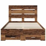 vidaXL Rám postele Staré drevo 120 x 190 cm Kompozitné drevo – Obrázok 8