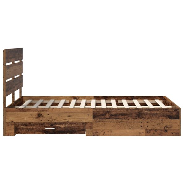 vidaXL Rám postele Staré drevo 120 x 190 cm Kompozitné drevo – Obrázok 9