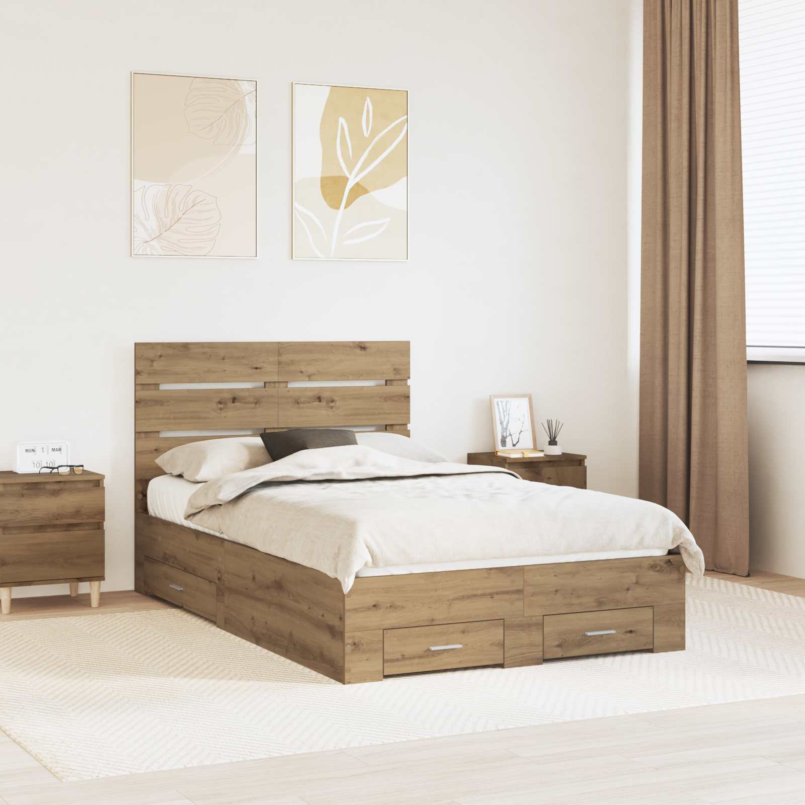 3412003_1.jpg vidaXL Rám postele Remeselný dub 120 x 190 cm Kompozitné drevo – Obrázok 1
