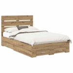 vidaXL Rám postele Remeselný dub 120 x 190 cm Kompozitné drevo – Obrázok 2