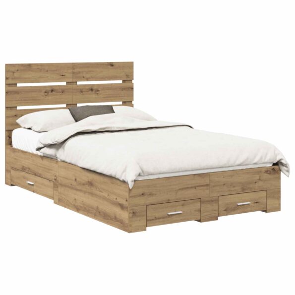 vidaXL Rám postele Remeselný dub 120 x 190 cm Kompozitné drevo – Obrázok 2