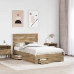 vidaXL Rám postele Remeselný dub 120 x 190 cm Kompozitné drevo – Obrázok 3