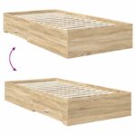 vidaXL Rám postele Sonoma dub 100 x 200 cm Kompozitné drevo – Obrázok 12