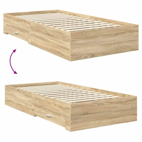 vidaXL Rám postele Sonoma dub 100 x 200 cm Kompozitné drevo – Obrázok 12