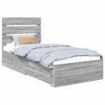 vidaXL Rám postele Sivý Sonoma 100 x 200 cm Kompozitné drevo – Obrázok 2