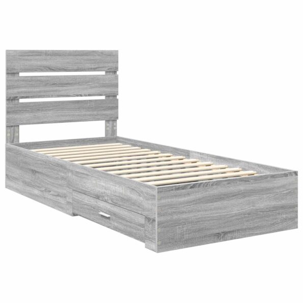 vidaXL Rám postele Sivý Sonoma 100 x 200 cm Kompozitné drevo – Obrázok 4