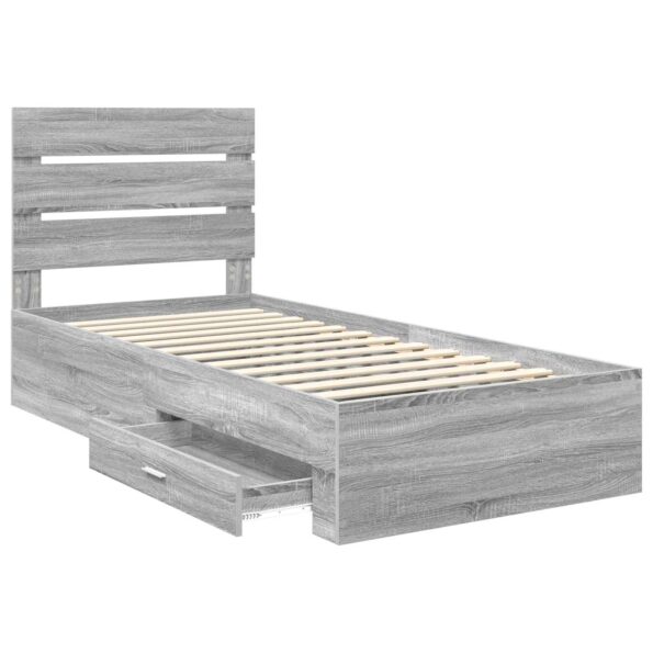 vidaXL Rám postele Sivý Sonoma 100 x 200 cm Kompozitné drevo – Obrázok 5