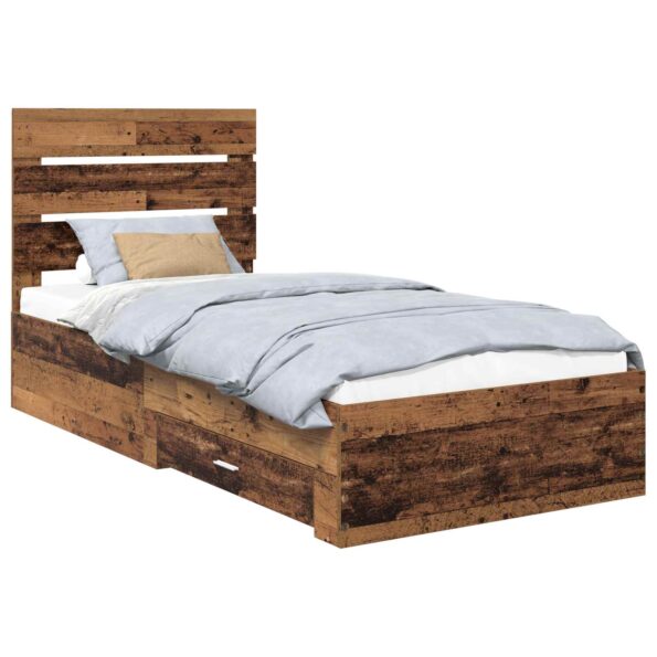 vidaXL Rám postele Staré drevo 100 x 200 cm Kompozitné drevo – Obrázok 2