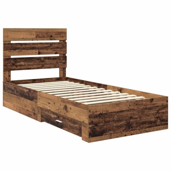 vidaXL Rám postele Staré drevo 100 x 200 cm Kompozitné drevo – Obrázok 4