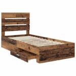 vidaXL Rám postele Staré drevo 100 x 200 cm Kompozitné drevo – Obrázok 5