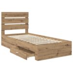 vidaXL Rám postele Remeselný dub 100 x 200 cm Kompozitné drevo – Obrázok 5