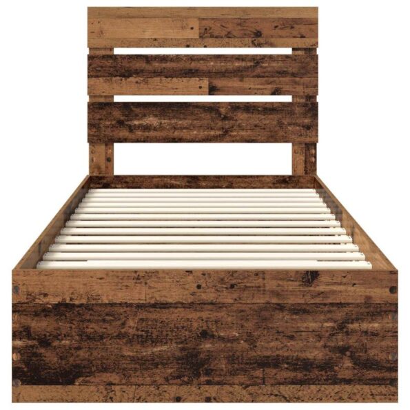 vidaXL Rám postele Staré drevo 90 x 200 cm Kompozitné drevo – Obrázok 7