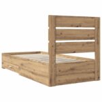 vidaXL Rám postele Remeselný dub 90 x 200 cm Kompozitné drevo – Obrázok 5