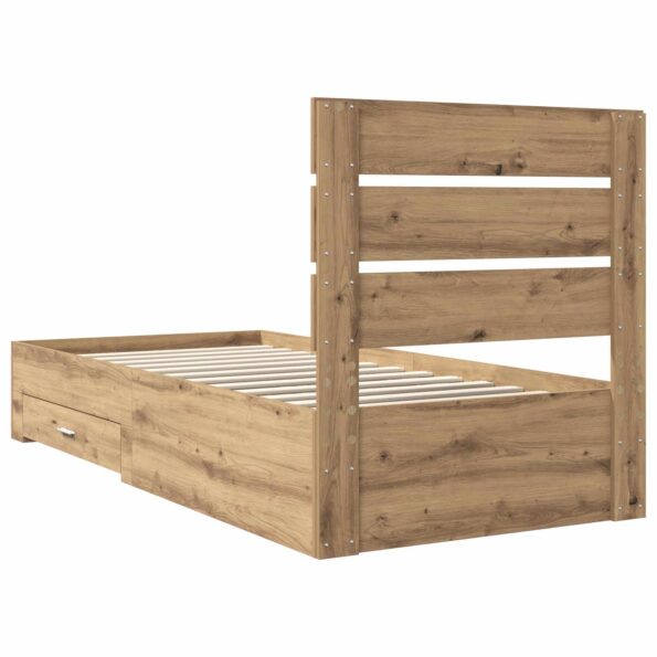 vidaXL Rám postele Remeselný dub 90 x 200 cm Kompozitné drevo – Obrázok 5
