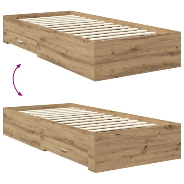 vidaXL Rám postele Remeselný dub 90 x 200 cm Kompozitné drevo – Obrázok 6