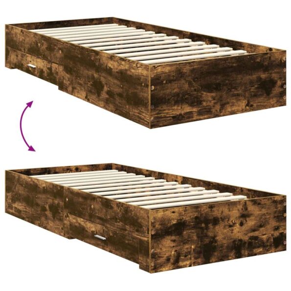 vidaXL Rám postele so zásuvkou Dymová dub 90 x 190 cm Kompozitné drevo – Obrázok 12
