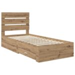 vidaXL Rám postele Remeselný dub 90 x 190 cm Kompozitné drevo – Obrázok 4