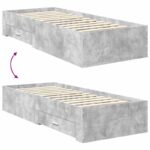 vidaXL Rám postele so zásuvkou Betónová sivá a striebro 70 x 190 cm – Obrázok 12