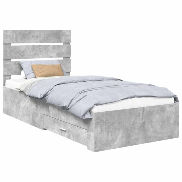 vidaXL Rám postele so zásuvkou Betónová sivá a striebro 70 x 190 cm – Obrázok 2