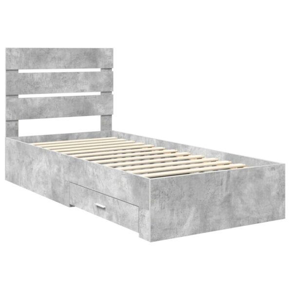 vidaXL Rám postele so zásuvkou Betónová sivá a striebro 70 x 190 cm – Obrázok 4